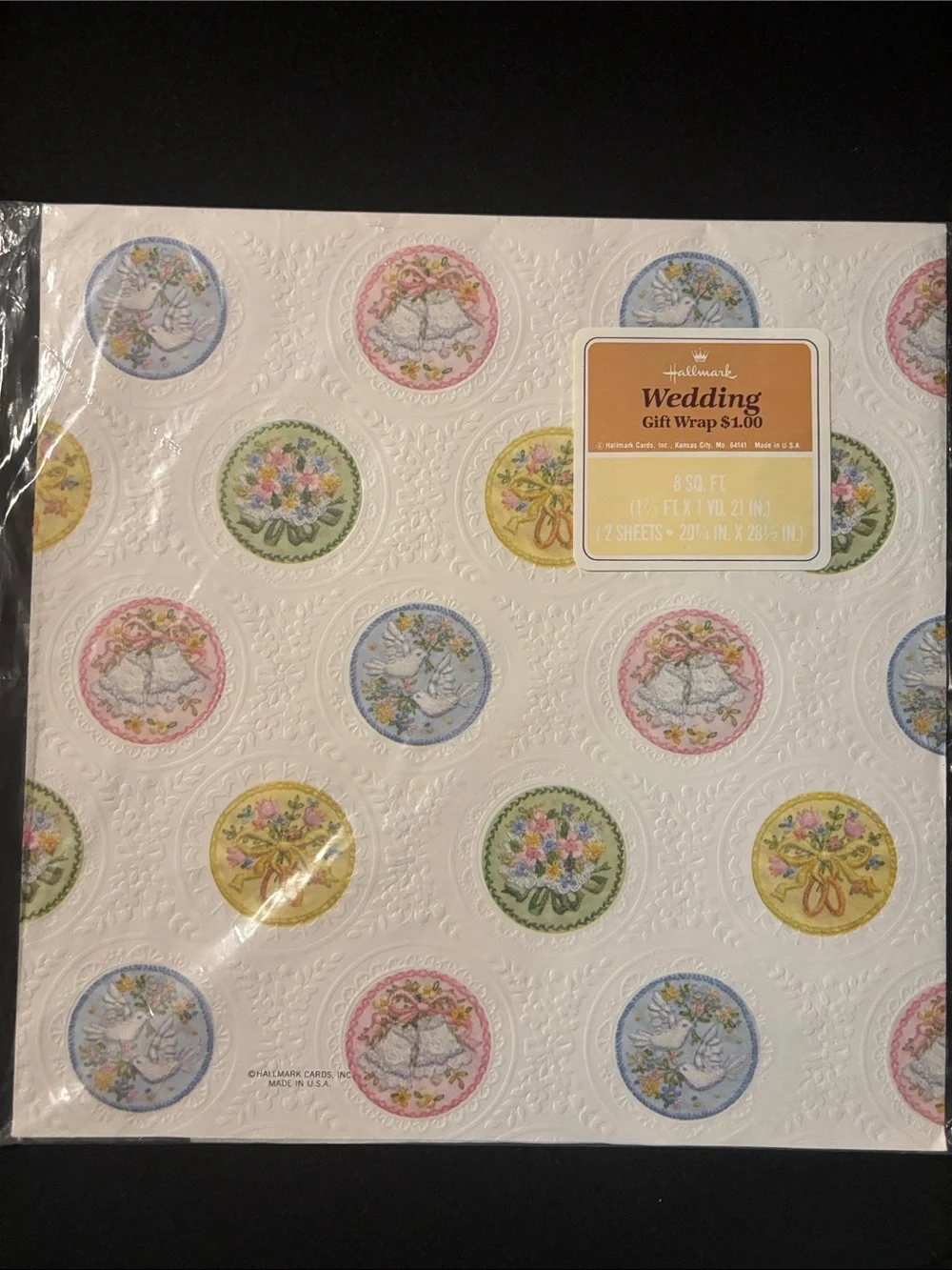 Vintage 1970s 1980s Hallmark wedding gift wrapping paper